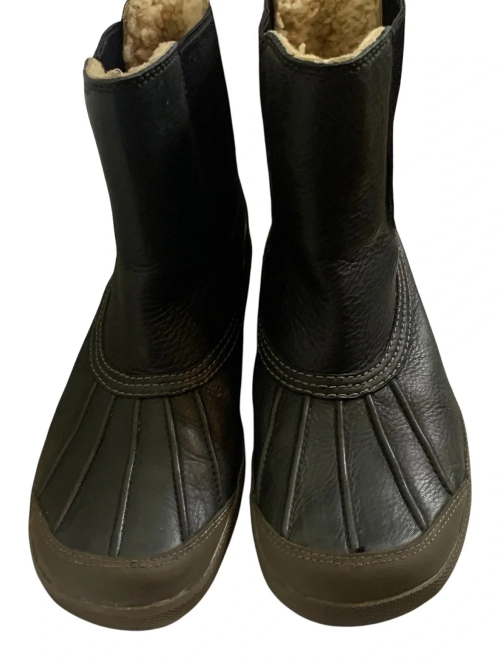 UGG Romosa Black Waterproof Leather Chelsea Pull-On Duck Boots Size 10